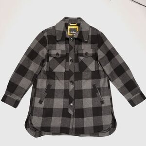 Sam Edelman Womens Plaid Wool Blend Shacket Jacket Charcoal Black Size M GUC!
